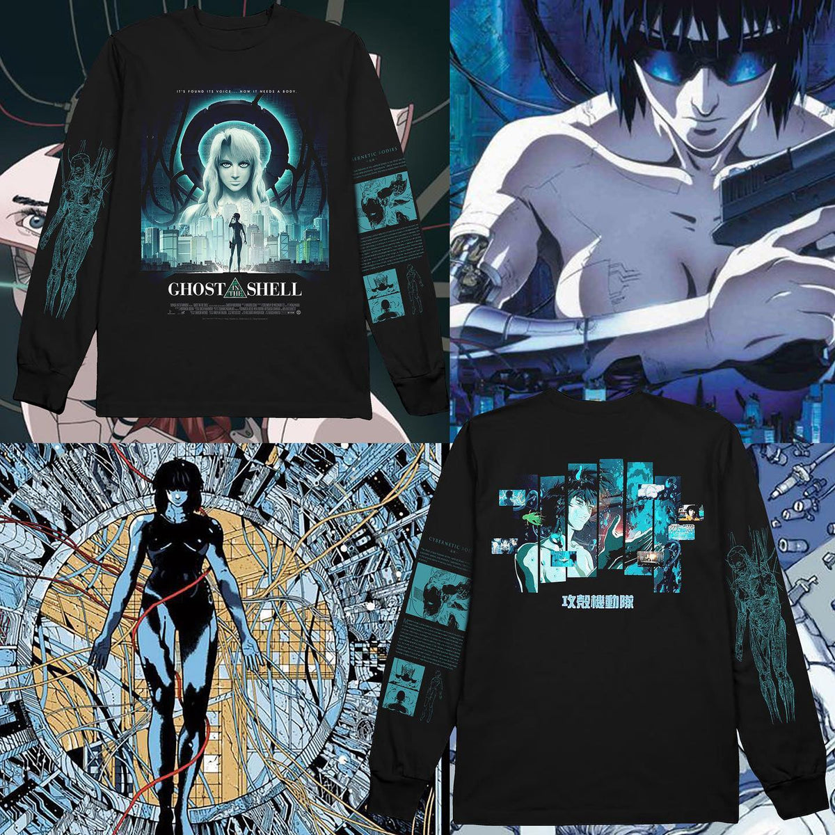Anime Crush Ghost in the Shell Cyberlink long sleeve crewneck sweater, cyberpunk graphic print