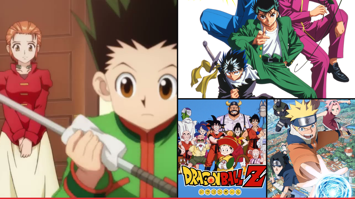 Official artwork from Hunter x Hunter, Yu Yu Hakusho, Dragon Ball Z and Naruto