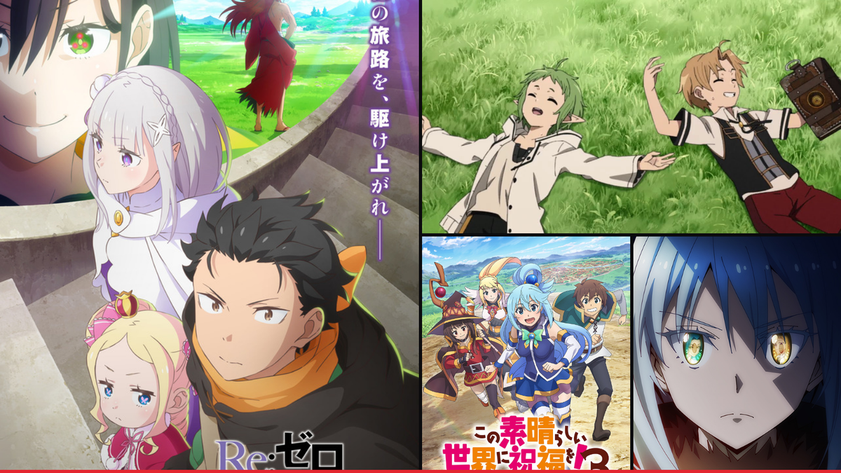 Official artwork from Re:Zero, Mushoku Tensei, KonoSuba and That Time I Got Reincarnated as a Slime