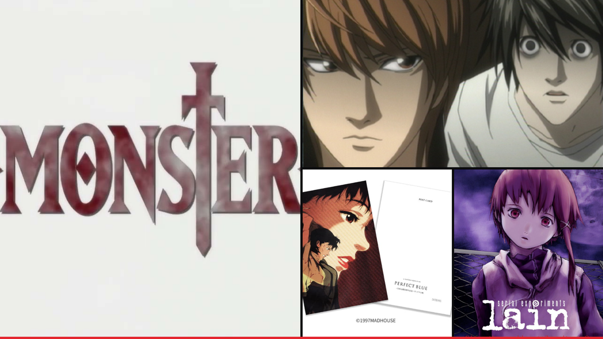 Official artwork from Monster, Death Note, Perfect Blue and Serial Experiments Lain
