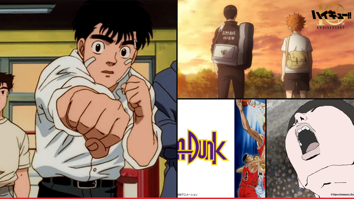 Official artwork from Hajime no Ippo, Haikyu!!, Slam Dunk and Ping Pong the Animation