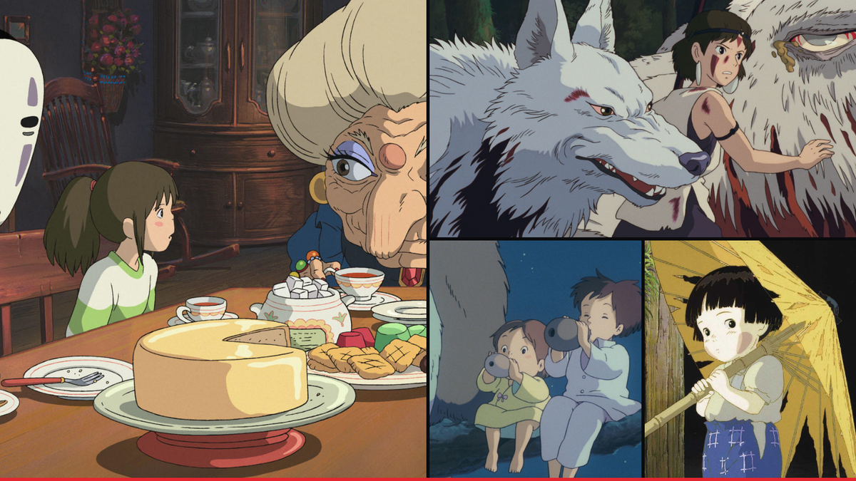 Official Studio Ghibli scene images from Spirited Away, Princess Mononoke, My Neighbor Totoro and Howl's Moving Castle