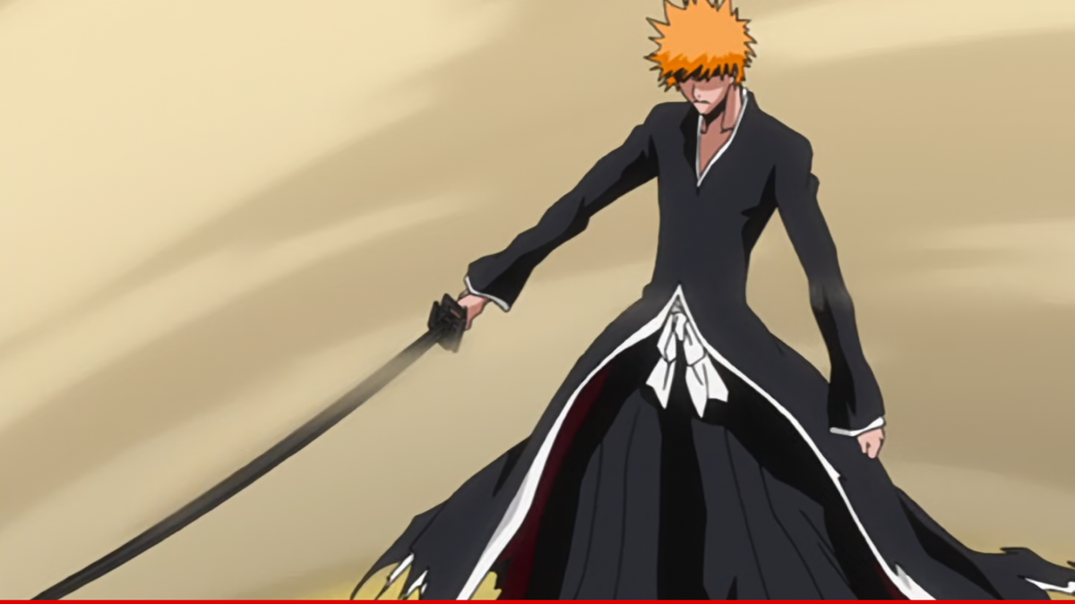 Ichigo Kurosaki releases his Bankai in the Bleach anime