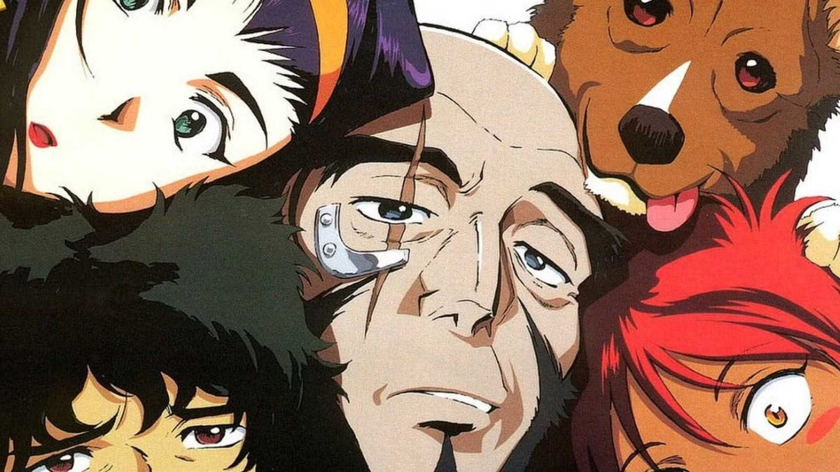 Cowboy Bebop: Spike, Jet, Faye, Ed and Ein, the crew of the Bebop