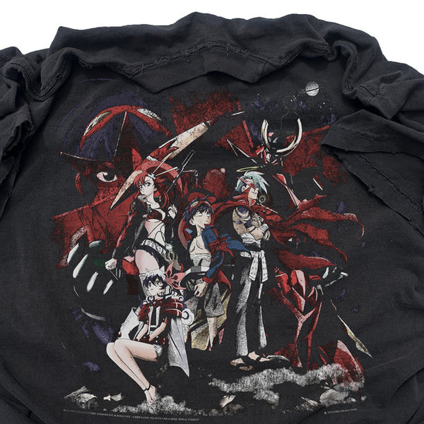 Gurren Lagann vintage oversized t-shirt, Tengen Toppa Gurren Lagann anime graphic tee, Simon and Kamina shirt, retro washed Japanese manga top, Y2K Harajuku streetwear fashion, oversized anime graphic shirt, otaku clothing gift, Gurren Lagann cosplay outfit, anime convention Comic Con tee, Japanese anime merch for fans and collectors