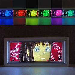 Custom Spirited Away light box with 3D paper carving and RGB LED lights featuring Chihiro. Perfect for anime gifts, Christmas decor, and Spirited Away fans. Remote-controlled colors create a magical, whimsical ambiance for any space. Ideal for holidays, birthdays, or special occasions, celebrating Chihiro’s journey through the spirit world, her courage, and her unforgettable encounters. A must-have for fans of Spirited Away, Studio Ghibli, and enchanting anime adventures.