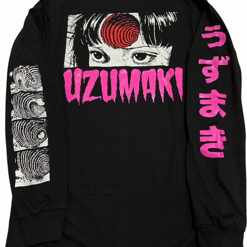 Junji Ito Uzumaki hoodie long sleeve crew neck sweater horror manga apparel premium anime clothing spiral design inspired by Junji Ito high-quality anime sweatshirt stylish and comfortable cosplay wear unique horror anime fashion durable hoodie soft fabric collectible anime merchandise perfect gift for horror manga fans manga-inspired hoodie creepy anime clothing everyday anime outfit Uzumaki apparel