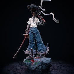 High-quality resin anime figure of Afro Samurai, featuring exceptional craftsmanship and intricate detailing. This premium collectible captures the iconic look and dynamic essence of the legendary swordsman from the Afro Samurai series. Perfect for fans of anime figures and collectors seeking a standout piece to honor this iconic character and his epic story.