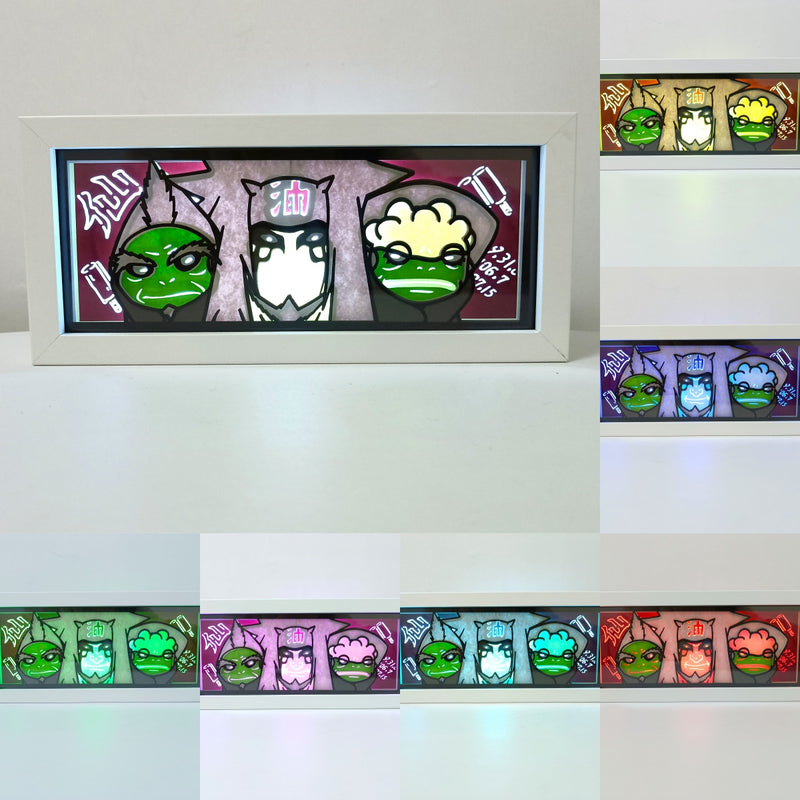 Custom Naruto light box with 3D paper carving and RGB LED lights featuring Jiraiya, the legendary Sannin. Perfect for anime gifts, Christmas decor, and Jiraiya fans. Remote-controlled colors create a vibrant, adventurous ambiance for any space. Ideal for holidays, birthdays, or special occasions, celebrating Jiraiya’s wisdom, mastery of ninjutsu, and his role as Naruto’s mentor. A must-have for Naruto fans looking to pay tribute to the legendary Toad Sage and his unforgettable legacy.