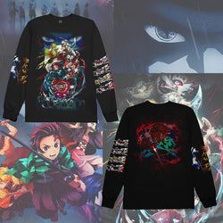 Demon Slayer long sleeve crew neck shirt anime apparel Tanjiro Nezuko Zenitsu Inosuke inspired clothing high-quality anime wear stylish and comfortable cosplay outfit durable long sleeve crew neck soft fabric collectible anime merchandise perfect gift for Demon Slayer fans manga-inspired clothing everyday anime outfit Demon Slayer apparel iconic anime fashion