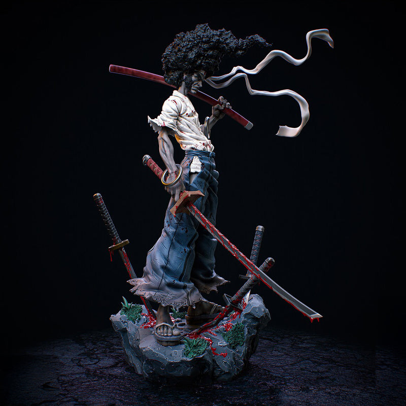 High-quality resin anime figure of Afro Samurai, featuring exceptional craftsmanship and intricate detailing. This premium collectible captures the iconic look and dynamic essence of the legendary swordsman from the Afro Samurai series. Perfect for fans of anime figures and collectors seeking a standout piece to honor this iconic character and his epic story.