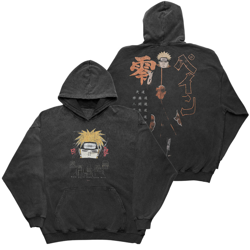 Naruto Akatsuki double sided vintage hoodie featuring Pain, Itachi Uchiha, Kisame Hoshigaki, Deidara, Sasori, Konan, Hidan, Kakuzu and Obito Uchiha, anime streetwear by Anime Crush
