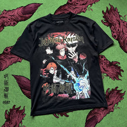 Jujutsu Kaisen T-shirt anime apparel inspired by Gojo Satoru Yuji Itadori Megumi Fushiguro Nobara Kugisaki high-quality anime tee stylish and comfortable cosplay wear durable T-shirt soft fabric collectible anime merchandise perfect gift for anime fans manga-inspired clothing cursed energy design everyday anime outfit unique Jujutsu Kaisen apparel iconic anime fashion