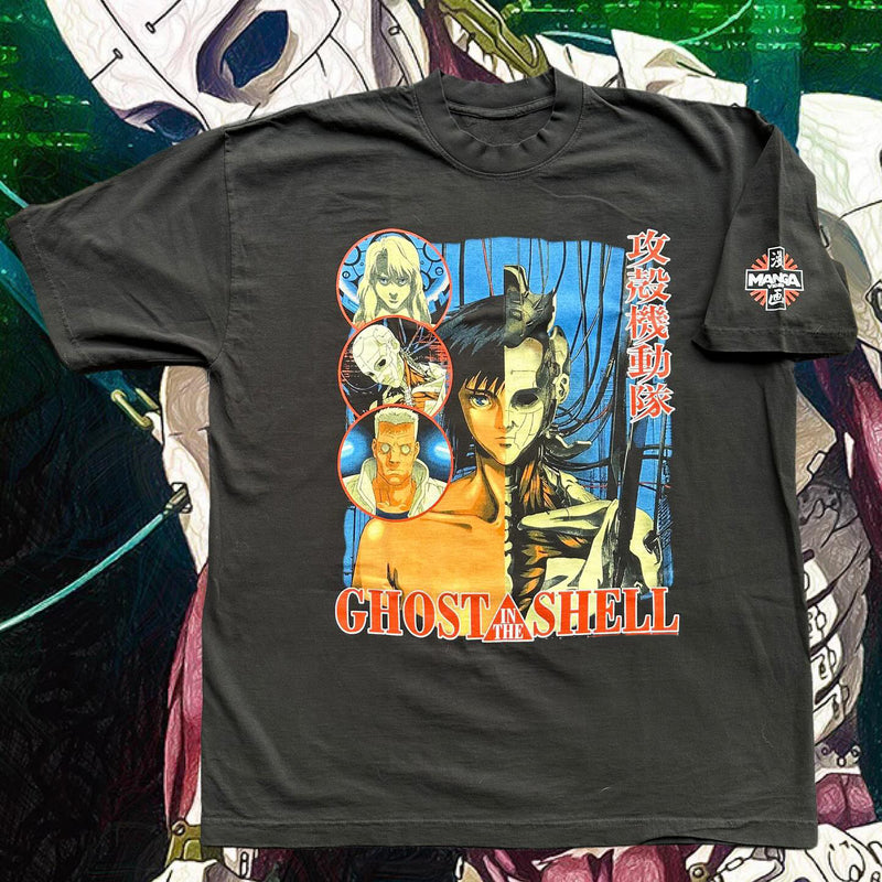 "Ghost in the Shell T-shirt anime apparel inspired by Motoko Kusanagi cyberpunk anime clothing high-quality anime tee stylish and comfortable cosplay wear durable T-shirt soft fabric collectible anime merchandise perfect gift for anime and manga fans futuristic anime design everyday anime outfit Ghost in the Shell apparel iconic sci-fi anime fashion