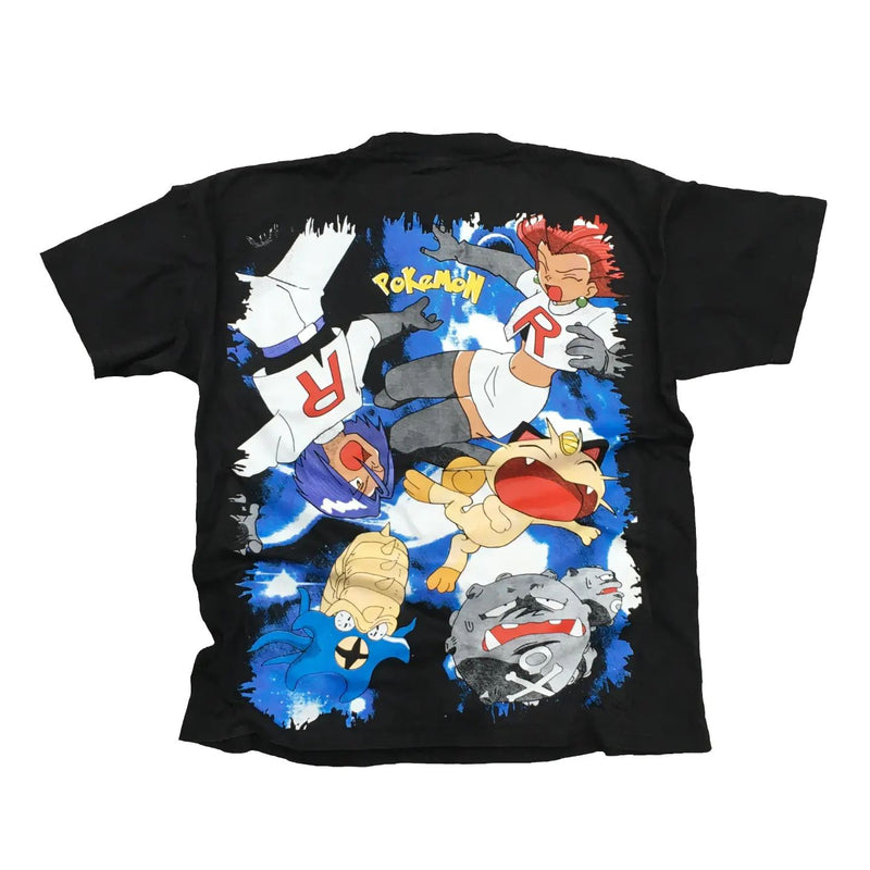 Pokemon Team Rocket T-shirt anime apparel classic Pokemon clothing Jessie, James and Meowth inspired merchandise high-quality anime tee stylish and comfortable cosplay wear durable T-shirt soft fabric collectible anime merchandise perfect gift for Pokemon fans nostalgic anime clothing everyday anime outfit Team Rocket apparel iconic anime shirt