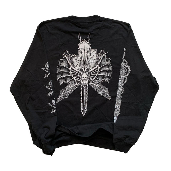 Berserk Skull Knight long sleeve crew neck shirt anime apparel Guts inspired clothing dark fantasy anime design high-quality anime wear stylish and comfortable cosplay outfit durable long sleeve crew neck soft fabric collectible anime merchandise perfect gift for anime and manga fans Kentaro Miura inspired clothing everyday anime outfit Berserk apparel iconic dark anime fashion epic manga shirt