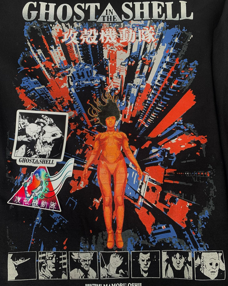 Ghost in the Shell long sleeve crew neck shirt anime apparel Motoko Kusanagi inspired clothing cyberpunk anime design high-quality anime wear stylish and comfortable cosplay outfit durable long sleeve crew neck soft fabric collectible anime merchandise perfect gift for anime and manga fans sci-fi anime clothing everyday anime outfit Ghost in the Shell apparel iconic anime fashion futuristic anime shirt