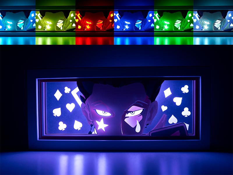 Custom Hunter x Hunter light box with 3D paper carving and RGB LED lights featuring Gon and Killua. Perfect for anime gifts, Christmas decor, and Hunter x Hunter fans. Remote-controlled colors create a dynamic, adventurous ambiance for any space. Ideal gift for holidays or birthdays, celebrating the friendship and epic battles of Gon and Killua. A must-have for Hunter x Hunter fans.