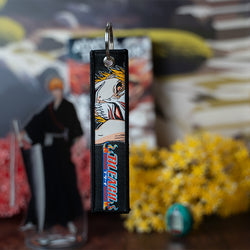 Striking Bleach Embroidered Jet Tag featuring high-quality stitching of Ichigo, Rukia, and Renji. Made from durable materials, this double-sided jet tag showcases bold, detailed embroidery that brings the intense battles and spirit world of Bleach to life. Perfect for keys, backpacks, or adding a touch of Soul Reaper style to your car. A must-have collectible and the perfect gift for Bleach fans and anime lovers who want to carry the power and essence of Ichigo and the Soul Society wherever they go!