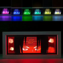 Custom Naruto light box with 3D paper carving and RGB LED lights featuring Itachi Uchiha. Perfect for anime gifts, Christmas decor, and Itachi fans. Remote-controlled colors create a mysterious, powerful ambiance for any space. Ideal for holidays, birthdays, or special occasions, celebrating Itachi’s mastery of the Mangekyō Sharingan and his complex, tragic story. A must-have for Naruto fans looking to honor the legacy of the Uchiha clan with this iconic character.