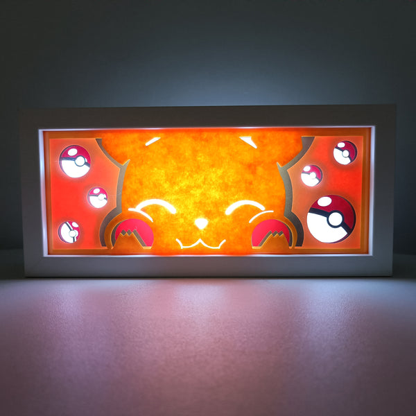 Custom Pokémon light box with 3D paper carving and RGB LED lights featuring Pikachu. Perfect for anime gifts, Christmas decor, and Pokémon fans. Remote-controlled colors create a bright, cheerful ambiance for any space. Ideal for holidays, birthdays, or special occasions, celebrating Pikachu’s electrifying charm, iconic status, and adventures with Ash. A must-have for Pokémon lovers looking to add the beloved electric-type to their collection.