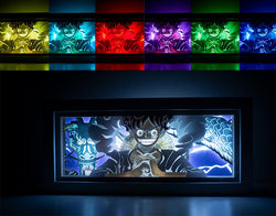 Custom One Piece light box with 3D paper carving and RGB LED lights featuring Luffy in Gear 5 form. Perfect for anime gifts, Christmas decor, and Luffy fans. Remote-controlled colors create an epic, electrifying ambiance for any space. Ideal for holidays, birthdays, or special occasions, celebrating Luffy’s ultimate transformation, wild power, and his quest to become the Pirate King. A must-have for One Piece fans looking to showcase Luffy’s most powerful form.