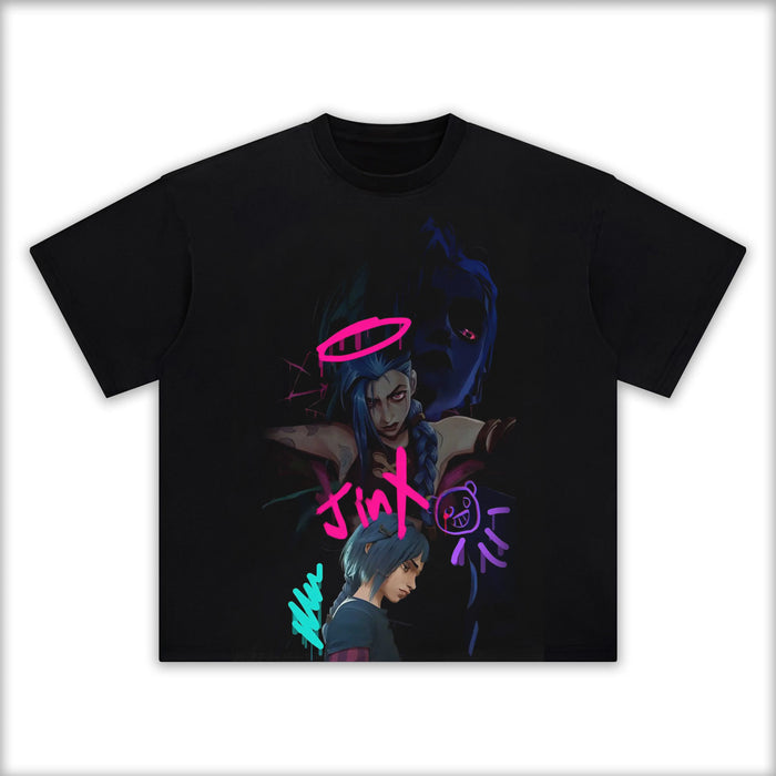 Arcane T-Shirts by Anime Crush - Premium Tees Featuring Jinx, Vi, Caitlyn, Ekko, and Other Iconic Characters from Arcane: League of Legends. Crafted with Soft, Durable Fabric and Bold Designs Inspired by Piltover and Zaun. Perfect for Fans of Arcane Who Love Stylish Anime Apparel. Showcase Your Passion for Jinx’s Chaos, Vi’s Strength, and the Stunning Visuals of the Arcane Universe. Great for Everyday Wear, Cosplay, or as Gifts for Gamers and Anime Fans.