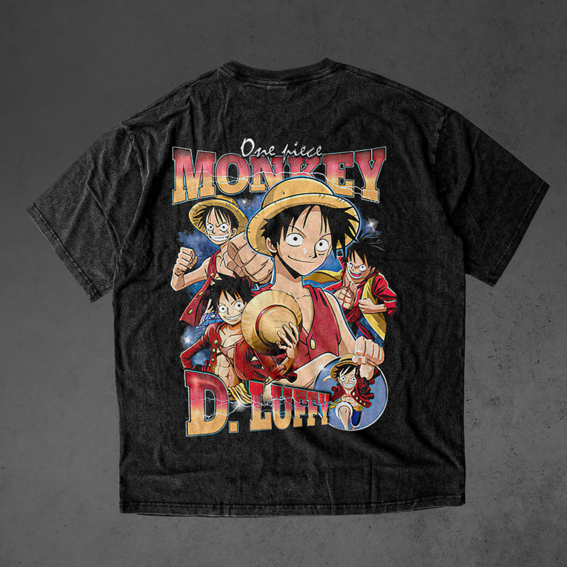 Vintage oversized One Piece streetwear tee with classic washed Harajuku Y2K vibes, perfect for skateboarders, otaku, and anime fans. This heavyweight cotton shirt features Luffy, Zoro, Nami, Sanji, and Chopper in bold, adventurous artwork. Ideal for skating, gym, or cosplay, this tee captures the thrill of pirate adventures and the rebellious spirit of One Piece, blending anime action with edgy streetwear style. A must-have for fans of the Straw Hat Pirates and Luffy’s quest to find the One Piece