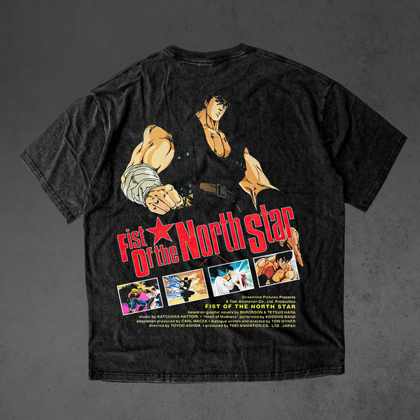 Fist of the North Star Hokuto no Ken Martial Arts 	Kenshirou Y2K Classic Vintage Retro Washed Anime T-Shirt Tee Harajuku Streetwear Manga Aesthetic Handmade Japanese Culture JK Casual Printed Anime Pattern Cosplay Comic Con Festival Gift Apparel Clothing Heavy Cotton Oversized Tee Tokyo Otaku Weeb Fashion