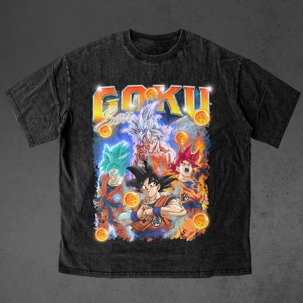 Vintage oversized Dragon Ball Z streetwear tee with classic washed Harajuku Y2K vibes. Perfect for skateboarders, otaku, and retro anime lovers, this heavyweight cotton shirt features Goku in iconic Super Saiyan form. Ideal for skating, gym, or cosplay, this tee channels the power and rebellious spirit of Dragon Ball Z, blending bold anime energy with urban streetwear style