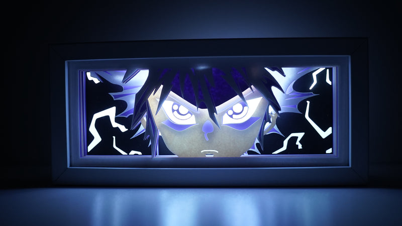 Custom Hunter x Hunter light box with 3D paper carving and RGB LED lights featuring Gon and Killua. Perfect for anime gifts, Christmas decor, and Hunter x Hunter fans. Remote-controlled colors create a dynamic, adventurous ambiance for any space. Ideal gift for holidays or birthdays, celebrating the friendship and epic battles of Gon and Killua. A must-have for Hunter x Hunter fans.