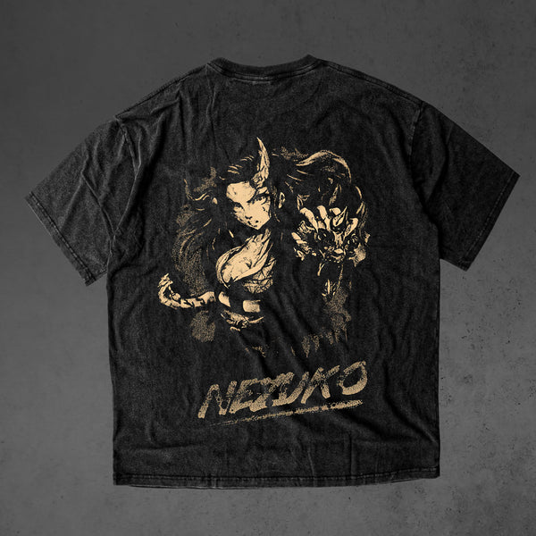 Vintage oversized Demon Slayer streetwear tee with classic washed Harajuku Y2K style, perfect for skateboarders, otaku, and anime fans. This heavyweight cotton shirt features Tanjiro, Nezuko, Zenitsu, Inosuke, and Giyu in bold, dynamic artwork. Ideal for skating, gym, or cosplay, this tee embodies the fierce energy of Demon Slayer, blending intense battles against demons with edgy streetwear fashion. A must-have for fans of the Demon Slayer Corps and those who embrace the unstoppable spirit of Tanjiro and h