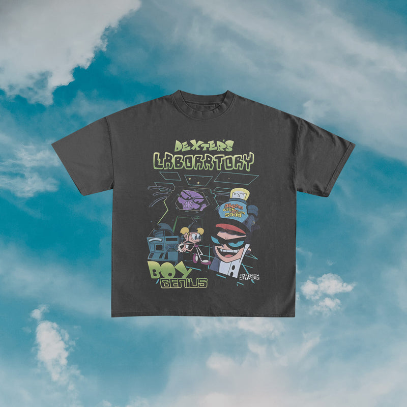 Dexter’s Laboratory oversized double sided t-shirt front view featuring classic Cartoon Network cartoon graphic in vintage streetwear style