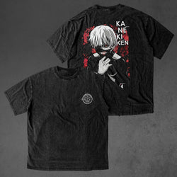 Vintage oversized Tokyo Ghoul streetwear tee with classic washed Harajuku Y2K style, perfect for skateboarders, otaku, and anime fans. This heavyweight cotton shirt features Kaneki, Touka, Amon, and Rize in bold, dark artwork. Ideal for skating, gym, or cosplay, this tee captures the eerie intensity and rebellious spirit of Tokyo Ghoul, blending the struggle between humans and ghouls with edgy streetwear vibes. A must-have for fans of Kaneki’s transformation and the sinister world of ghouls