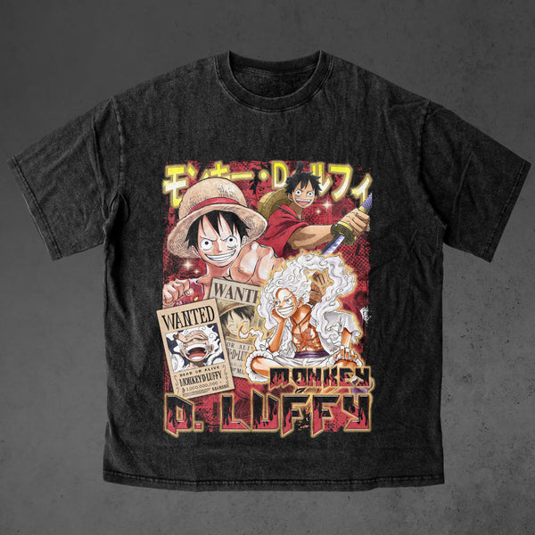 Vintage oversized One Piece streetwear tee with classic washed Harajuku Y2K vibes, perfect for skateboarders, otaku, and anime fans. This heavyweight cotton shirt features Luffy, Zoro, Nami, Sanji, and Chopper in bold, adventurous artwork. Ideal for skating, gym, or cosplay, this tee captures the thrill of pirate adventures and the rebellious spirit of One Piece, blending anime action with edgy streetwear style. A must-have for fans of the Straw Hat Pirates and Luffy’s quest to find the One Piece