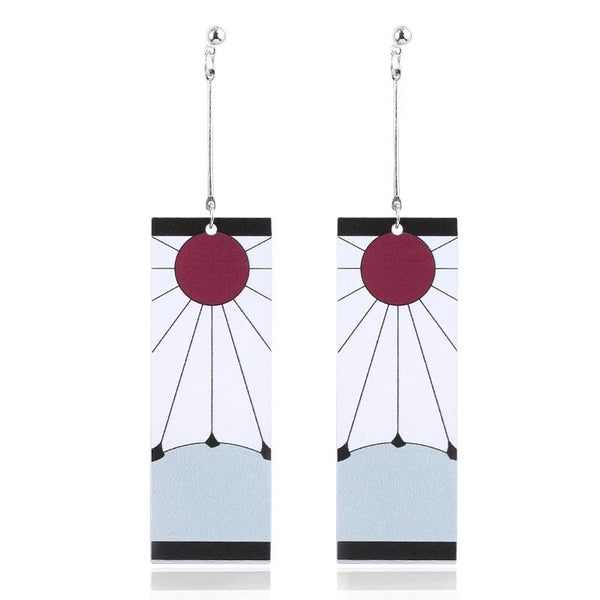 Demon Slayer anime earrings, Hanafuda earrings, Tanjiro Kamado earrings, Nezuko Kamado earrings, Zenitsu Agatsuma earrings, Inosuke Hashibira earrings, Kyojuro Rengoku earrings, Shinobu Kocho earrings, Sun Breathing earrings, character-inspired jewelry, anime fan gift, acrylic anime earrings, lightweight clip-on earrings, Japanese anime accessories, vibrant anime-inspired jewelry, cosplay earrings, anime merchandise, Demon Slayer gifts, premium-quality acrylic earrings, stylish anime earrings, unique anime 