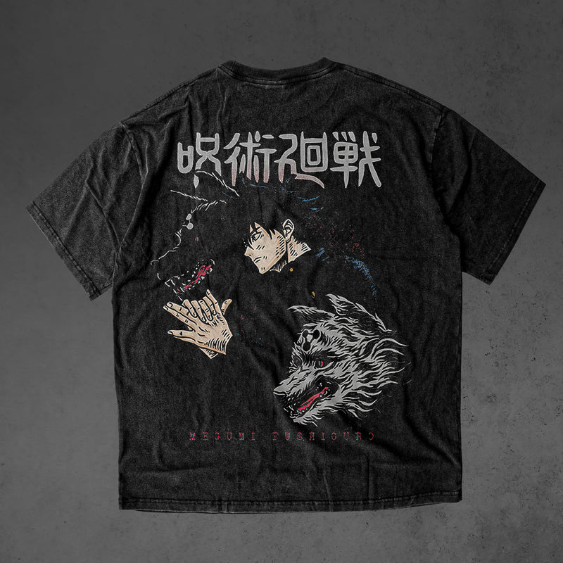 Vintage oversized Jujutsu Kaisen streetwear tee with classic washed Harajuku Y2K vibes, perfect for skateboarders, otaku, and anime fans. This heavyweight cotton shirt features Yuji Itadori, Gojo Satoru, Megumi Fushiguro, Nobara Kugisaki, and Sukuna in bold, dynamic artwork. Ideal for skating, gym, or cosplay, this tee embodies the intense sorcery battles and rebellious spirit of Jujutsu Kaisen, blending anime action with edgy streetwear style. A must-have for fans of cursed energy, Gojo’s power