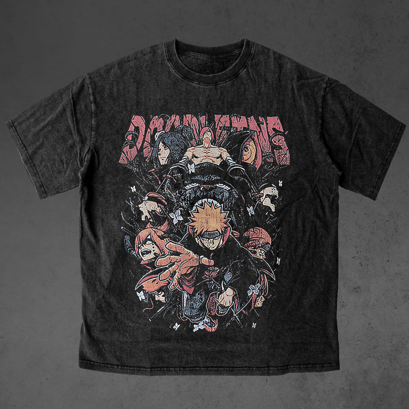 Naruto Akatsuki Clan Vintage Anime Oversized T-Shirt