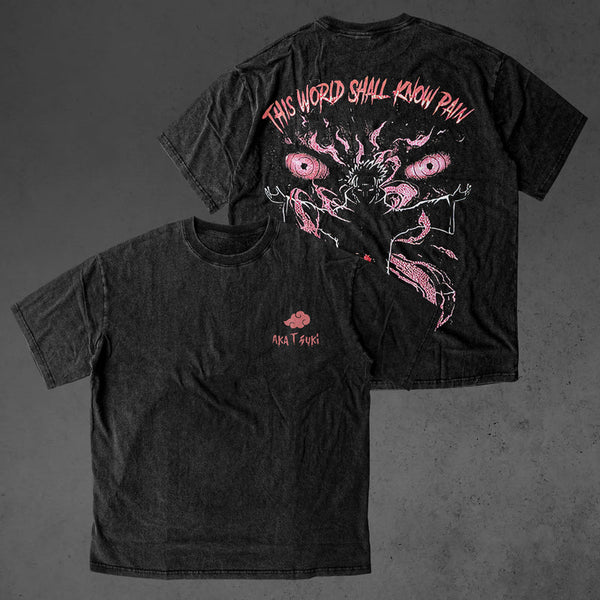 Naruto Nagato Pain Akatsuki Clan vintage oversized double sided t-shirt, Naruto Shippuden anime graphic tee, front and back print Japanese manga shirt, retro washed Y2K Harajuku streetwear fashion, Akatsuki clan double print oversized tee, Nagato Pain anime t-shirt, otaku Naruto clothing, Naruto Shippuden cosplay outfit, Comic Con anime convention merch, Japanese anime gift for Naruto and Akatsuki fans