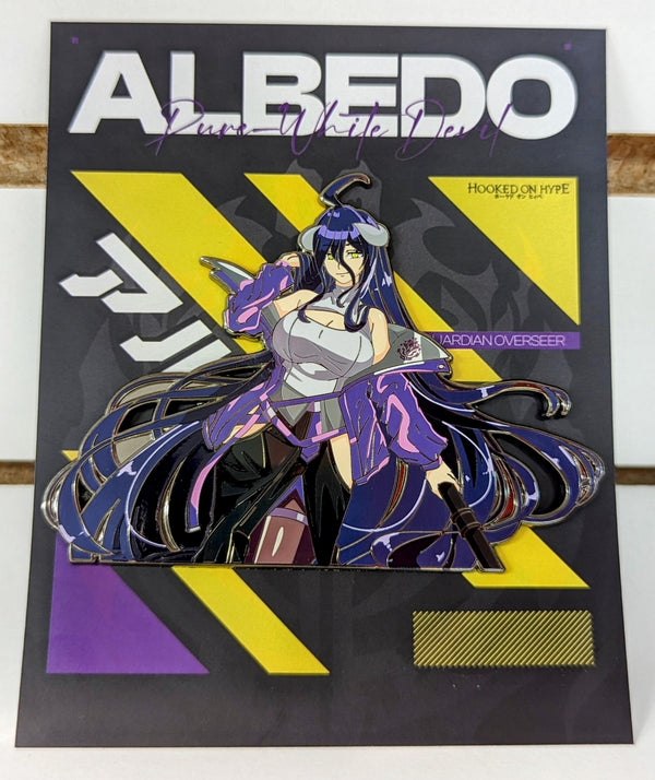 Albedo Enamel Pin Collection – Limited Edition Anime Collectibles Featuring Albedo from Overlord. Premium Black Nickel Finish, Hard Enamel Pin with Detailed Print, Numbered with Lasered Logo. Large 3-Inch (7.6 cm) Pins with Double Butterfly Clutch for Secure Attachment. Perfect Anime Merchandise for Overlord Fans and Collectors. Includes Exclusive Albedo Design, Anime Accessories, Otaku Gift, Anime Convention Collectible, and Cosplay Accessory.