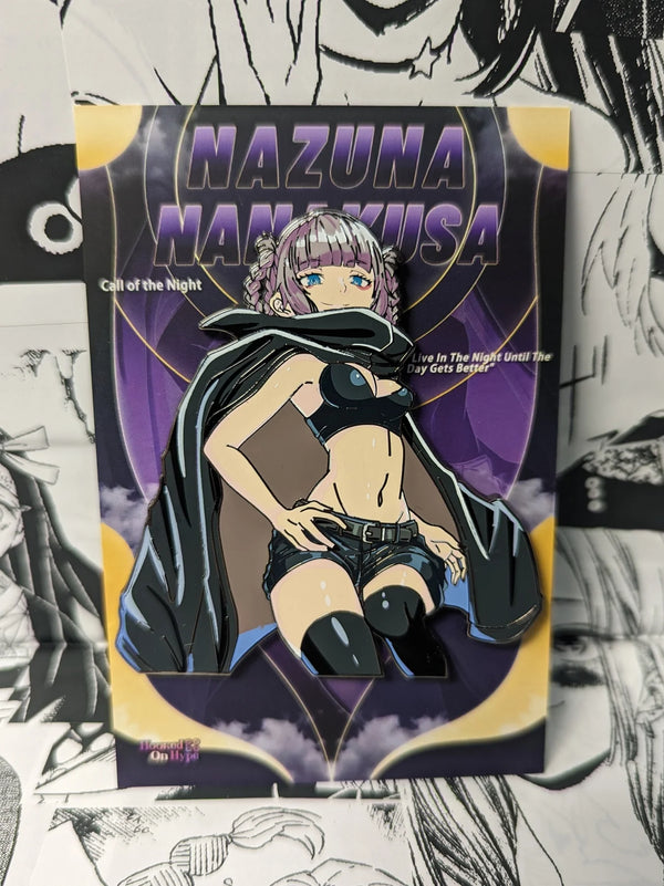 Nazuna Nanakusa Enamel Pin Collection – Limited Edition Collectibles Featuring Nazuna from Call of the Night. Premium Black Nickel Finish, Hard Enamel with Print Details, Numbered with Lasered Logo, Large 3 Inches (7.6 cm), Double Butterfly Clutch for Secure Attachment. Perfect Anime Merchandise for Call of the Night and Nazuna Nanakusa Fans, Collectors, and Enthusiasts. Includes Exclusive Nazuna Nanakusa Design, Anime Accessories, Otaku Gifts, Anime Convention Collectibles, and Cosplay Accessories.