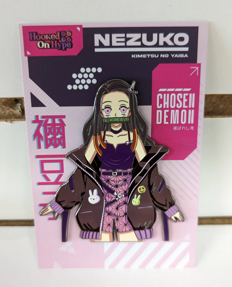 Nezuko Kamado Enamel Pin Collection – Limited Edition Collectibles Featuring Nezuko from Demon Slayer. Premium Black Nickel Finish, Hard Enamel with Print Details, Numbered with Lasered Logo, Large 3 Inches (7.6 cm), Double Butterfly Clutch for Secure Attachment. Perfect Anime Merchandise for Demon Slayer and Nezuko Kamado Fans, Collectors, and Enthusiasts. Includes Exclusive Nezuko Kamado Design, Anime Accessories, Otaku Gifts, Anime Convention Collectibles, and Cosplay Accessories.