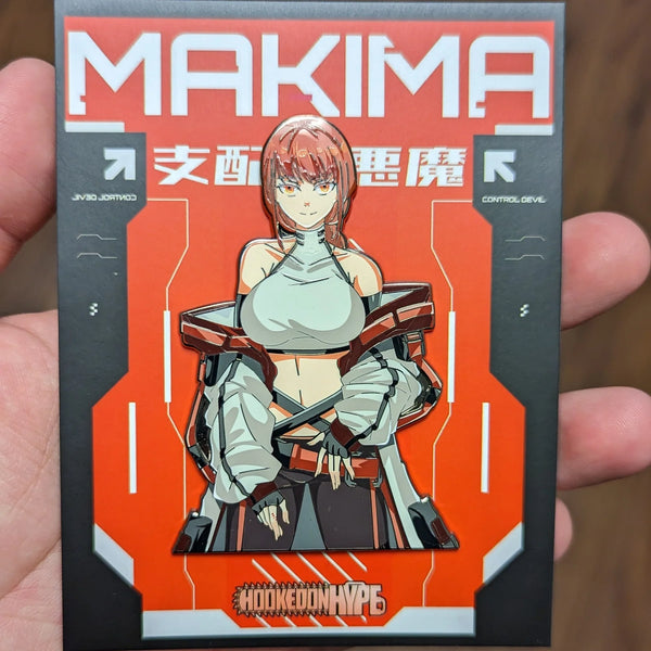 Makima Enamel Pin Collection – Limited Edition Collectibles Featuring Makima from Chainsaw Man. Premium Black Nickel Finish, Hard Enamel with Print Details, Numbered with Lasered Logo, Large 3 Inches (7.6 cm), Double Butterfly Clutch for Secure Attachment. Perfect Anime Merchandise for Chainsaw Man and Makima Fans, Collectors, and Enthusiasts. Includes Exclusive Makima Design, Anime Accessories, Otaku Gifts, Anime Convention Collectibles, and Cosplay Accessories.