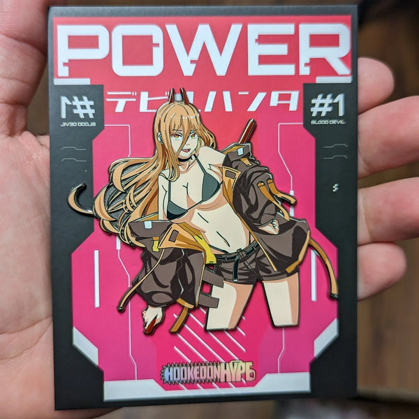 ower Enamel Pin Collection – Limited Edition Collectibles Featuring Power from Chainsaw Man. Premium Black Nickel Finish, Hard Enamel with Print Details, Numbered with Lasered Logo, Large 3 Inches (7.6 cm), Double Butterfly Clutch for Secure Attachment. Perfect Anime Merchandise for Chainsaw Man and Power Fans, Collectors, and Enthusiasts. Includes Exclusive Power Design, Anime Accessories, Otaku Gifts, Anime Convention Collectibles, and Cosplay Accessories