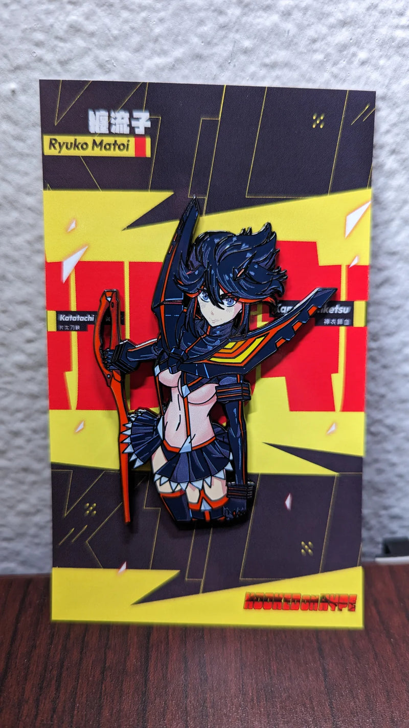 Ryuko Matoi Enamel Pin Collection – Limited Edition Collectibles Featuring Ryuko from Kill la Kill. Premium Black Nickel Finish, Hard Enamel with Print Details, Numbered with Lasered Logo, Large 3 Inches (7.6 cm), Double Butterfly Clutch for Secure Attachment. Perfect Anime Merchandise for Kill la Kill and Ryuko Matoi Fans, Collectors, and Enthusiasts. Includes Exclusive Ryuko Matoi Design, Anime Accessories, Otaku Gifts, Anime Convention Collectibles, and Cosplay Accessories.