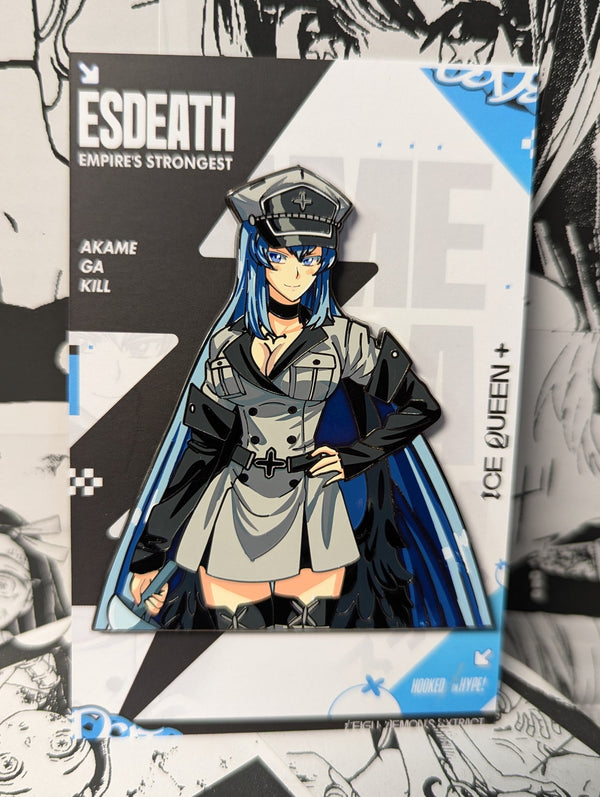 Esdeath Enamel Pin Collection – Limited Edition Collectibles Featuring Esdeath from Akame ga Kill! Premium Black Nickel Finish, Hard Enamel with Print Details, Numbered with Lasered Logo, Large 3 Inches (7.6 cm), Double Butterfly Clutch for Secure Attachment. Perfect Anime Merchandise for Akame ga Kill! and Esdeath Fans, Collectors, and Enthusiasts. Includes Exclusive Esdeath Design, Anime Accessories, Otaku Gifts, Anime Convention Collectibles, and Cosplay Accessories.