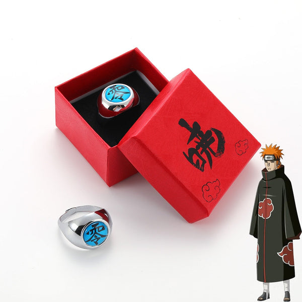 Naruto Shippuden Pain Nagato Akatsuki ring, stainless steel cosplay ring, Naruto jewelry accessory, anime manga fan gift, otaku ninja cosplay merch.