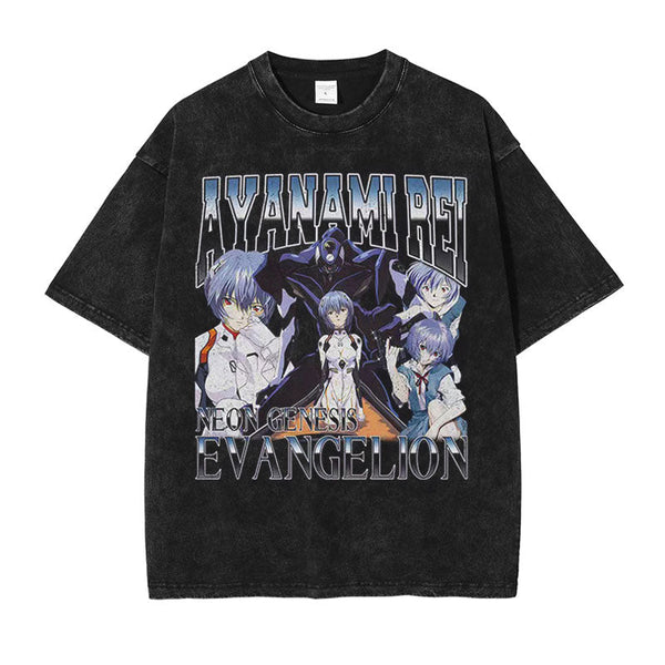 Neon Genesis Evangelion Rei Ayanami Vintage Anime Oversized Graphic T-Shirt Anime Crush