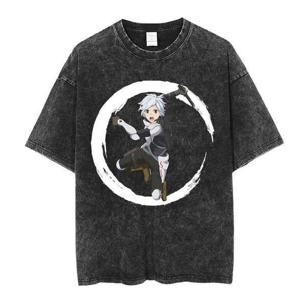 DanMachi Is It Wrong to Try to Pick Up Girls in a Dungeon Bell Cranel Hestia  Ais Wallenstein Liliruca Haruhime Mikoto Wiene Y2K Classic Vintage Retro Washed Anime T-Shirt Tee Harajuku Streetwear Manga Aesthetic Handmade Japanese Culture JK Casual Printed Anime Pattern Cosplay Comic Con Festival Gift Apparel Clothing Heavy Cotton Oversized Tee Tokyo Otaku Weeb Printed T-shirts Graphic