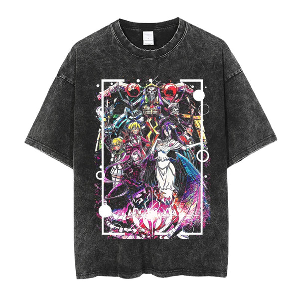 Overlord Albedo Momonga Jrpg Isekai Gamma Narberal Demiurge Bloodfallen Shalltear Rpg Game Yggdrasil Y2K Classic Vintage Retro Washed Anime T-Shirt Tee Harajuku Streetwear Mang Aesthetic Handmade Japanese Culture JK Casual Printed Anime Pattern Cosplay Comic Con Festival Gift Apparel Clothing Heavy Cotton Oversized Tee Tokyo Otaku Weeb Fashion